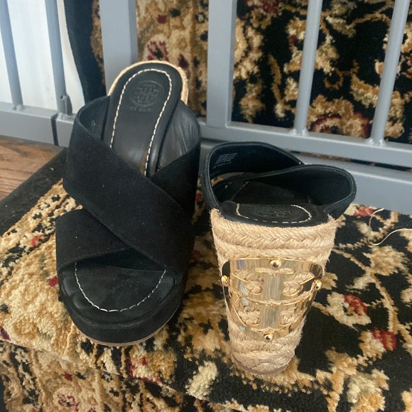 Tory Burch black & brown wedges - Picture 3 of 4